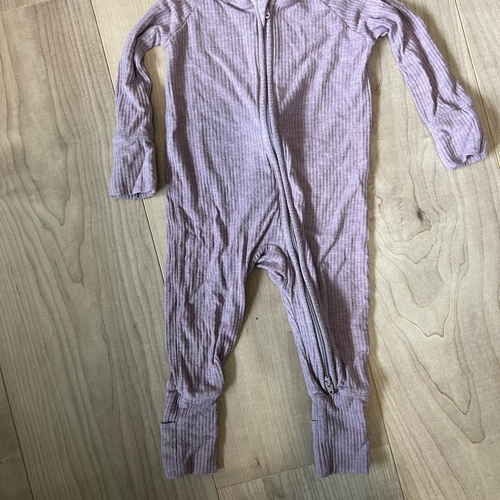 Little Sleepies Ribbed Purple Zippy